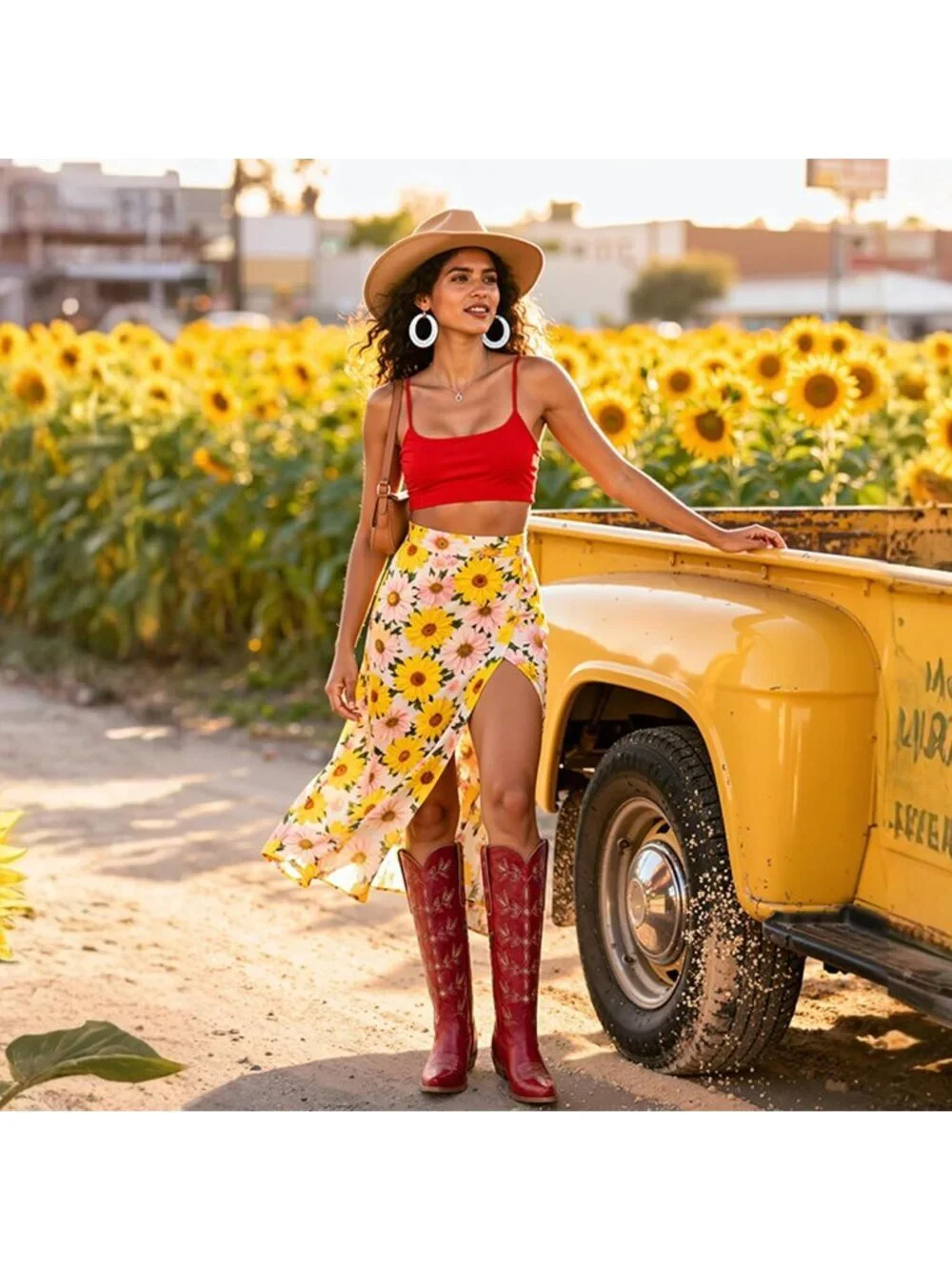 Women's Red 1 Knee High Cowgirl Boots Pointed Toe Slip On Chunky Heel
